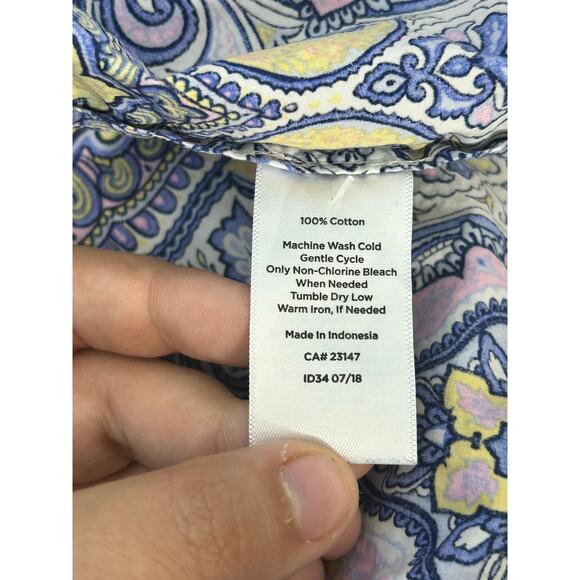 Talbots Blouse Size XL Pink Paisley Kaleidoscope Officecore Preppy Spring - Picture 10 of 10